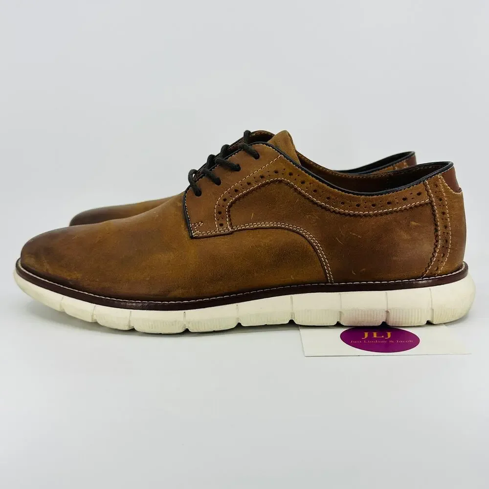 Johnston & Murphy Men's Holden Plain Toe Tan Oiled Leather Oxfords Size 10